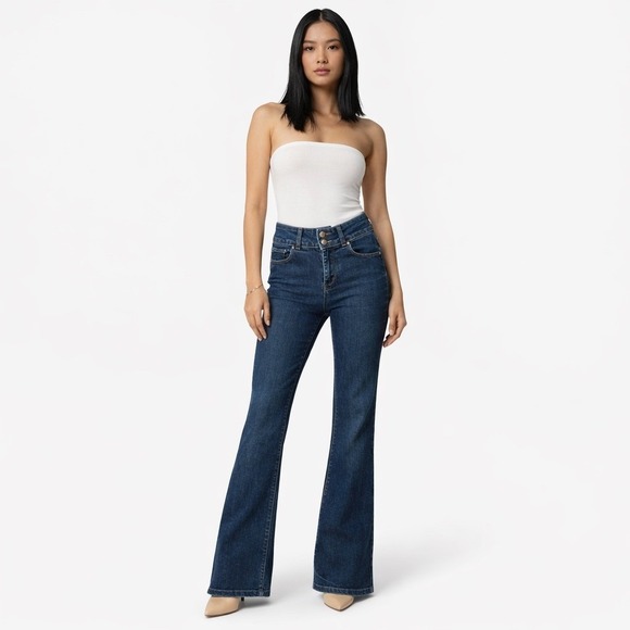 PAIGE Denim - Paige Womens Hidden Hills Flare Jeans 28 Blue Stretch Denim Y2K Boho Revival